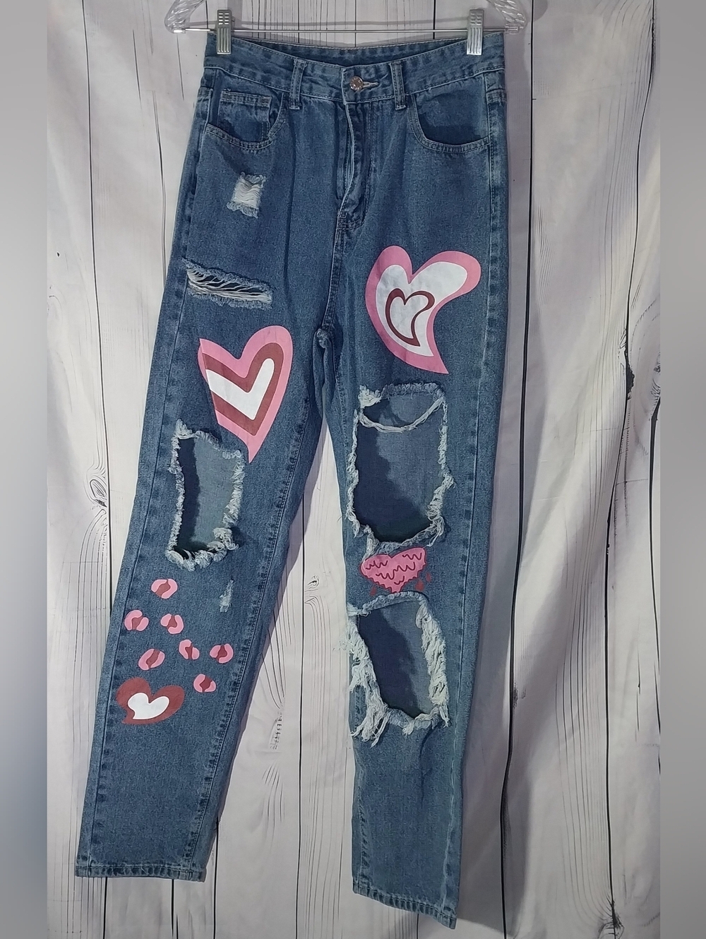SHEIN High-Waisted Heart Cut Out Y2K Jeans